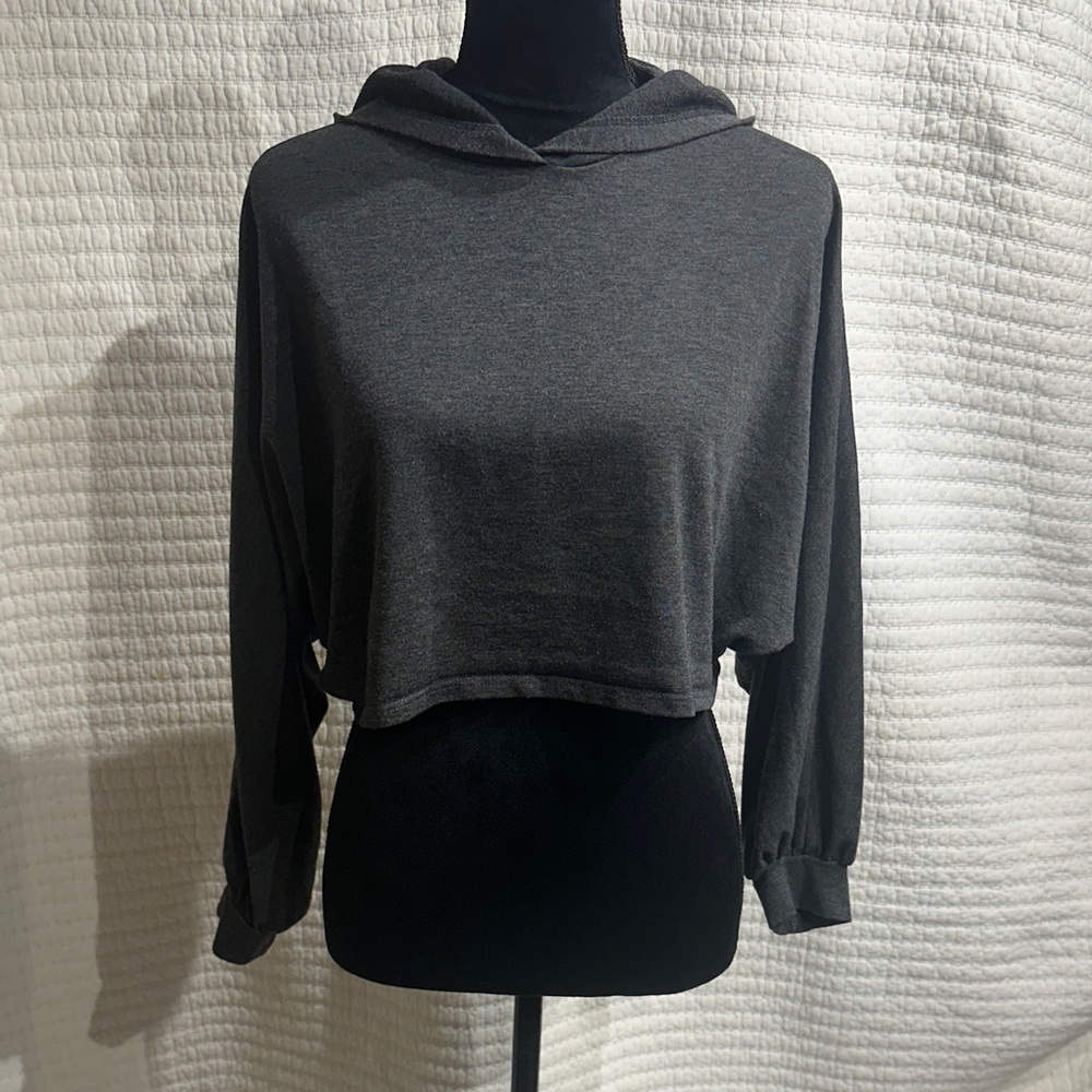 Lush Dark Gray Women's Cropped Hoodie